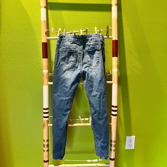 Blue Ripped Skinny Jeans Kids Size 12 - Picture 2 of 2